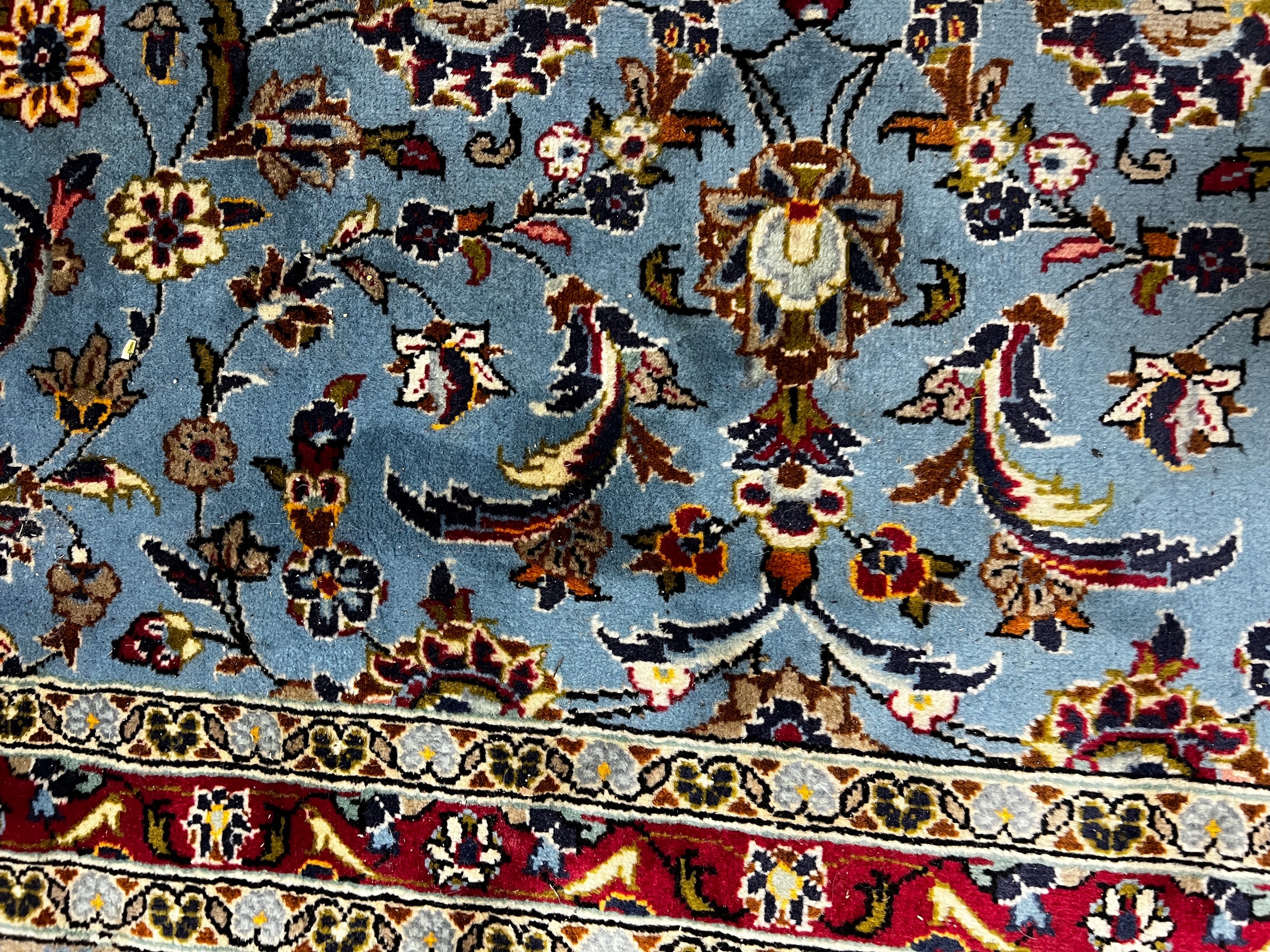 A Kashan blue ground carpet, 242 x 242cm